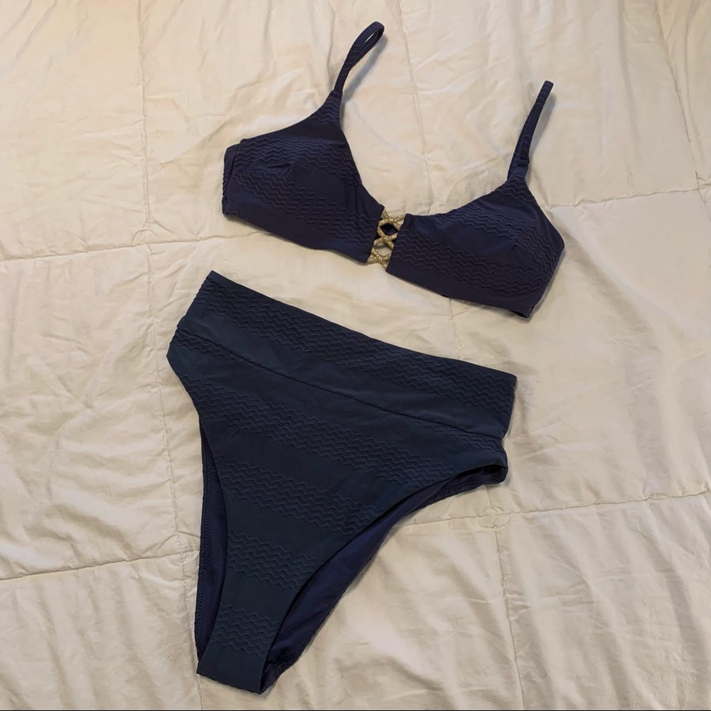 NWT Aerie Dusty Navy high waisted bikini size medium